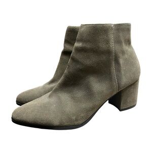 Franco Sarto Green Gray Leather Ankle Boots Booties Size 8.5